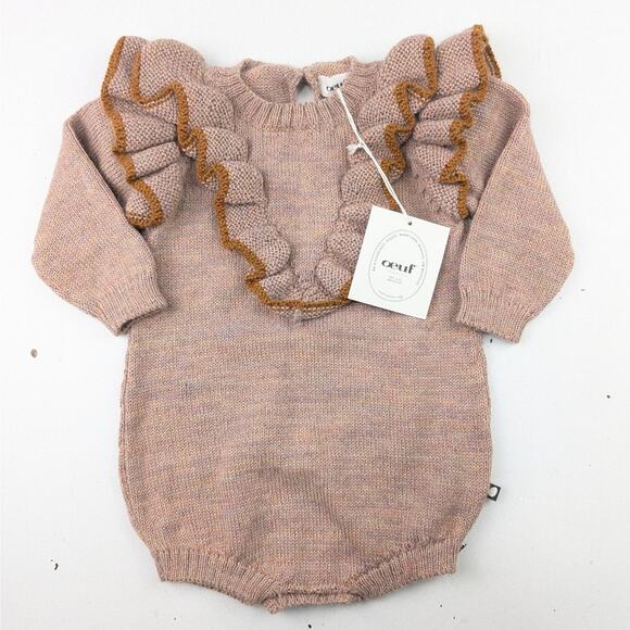 Oeuf Other - Oeuf Mauve/Rust Knit Romper - 3-6 Months